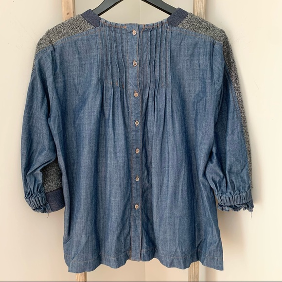 Anthropologie Current Air Textured/Denim Top, Small - Picture 7 of 12
